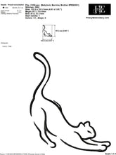 Stretching cat line embroidery design